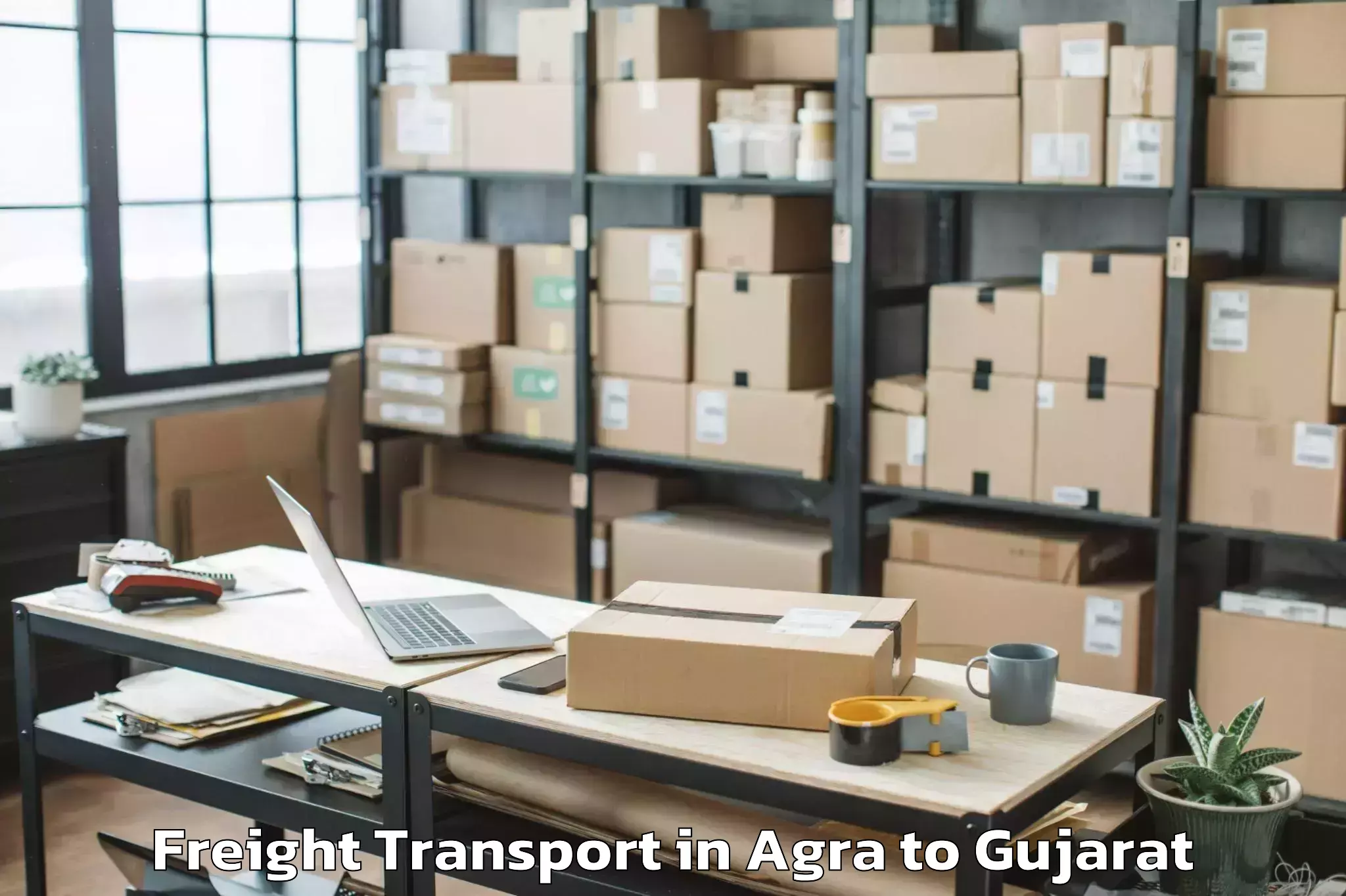 Easy Agra to Keshod Airport Ixk Freight Transport Booking